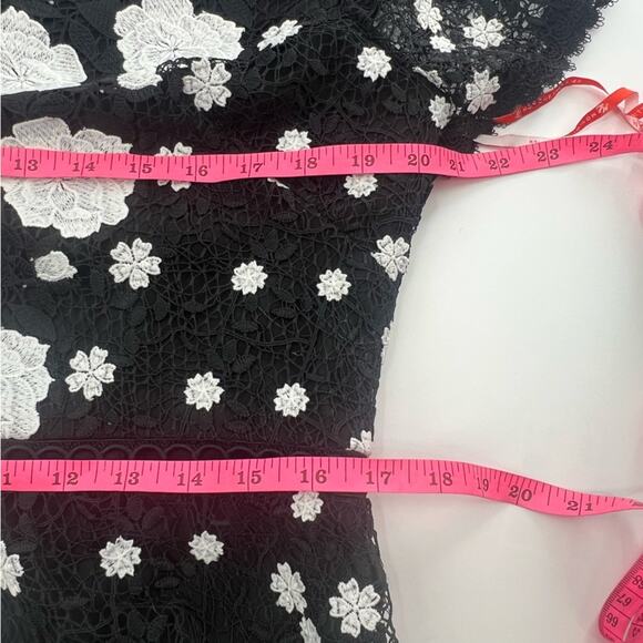 Monique Lhullier Eva lace dress floral black white sz 14 - Picture 10 of 10